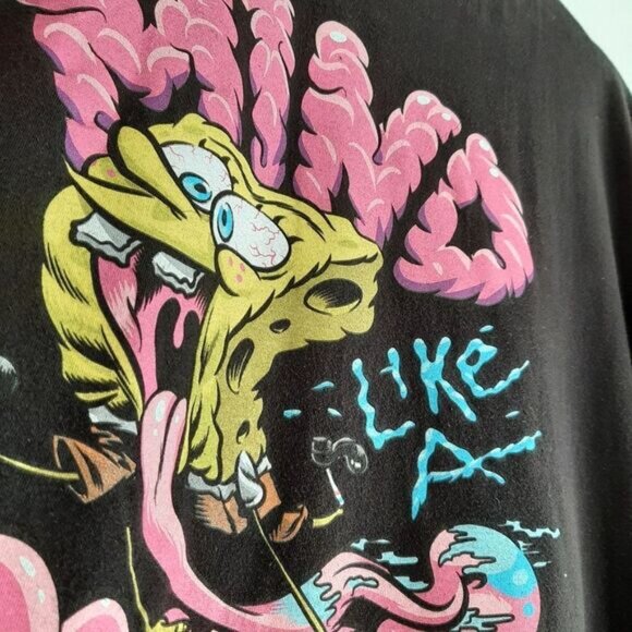 SPONGEBOB "Mind Like A Sponge" Short Sleeve Crewneck T-Shirt Black Sz M - Picture 9 of 10